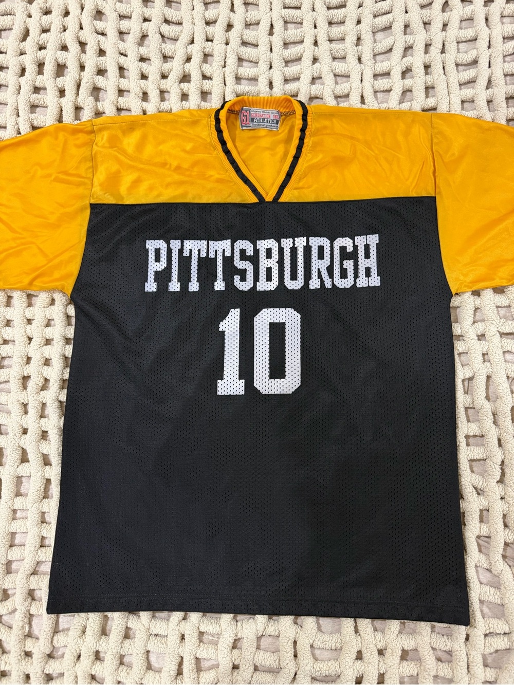 Pittsburgh Mesh Vintage Football Jersey - Black & Yellow #0206